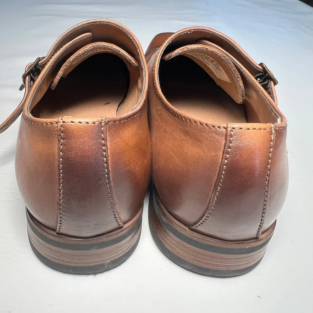 La Milano Albin Monk Strap Mens 8M Cognac Leather Cap Toe Dress Shoes A11641